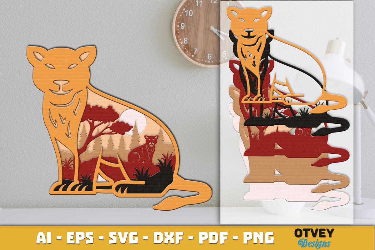 Safari Animal Laser Cut SVG Bundle, an Animal Illustration by OTVEY DESIGN (Photo 7 of 13)