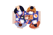 People eating food at table set, a Food Illustration by Good Studio (Thumbnail 6 of 7)