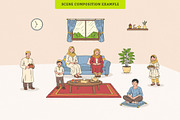 Eid Living Room Family Scene, an Illustration by MEANDSTUDIO (Thumbnail 2 of 5)