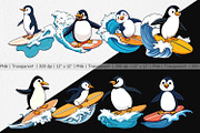 Surfing Penguin Clipart, a Graphic by Artnoy (Thumbnail 2 of 5)
