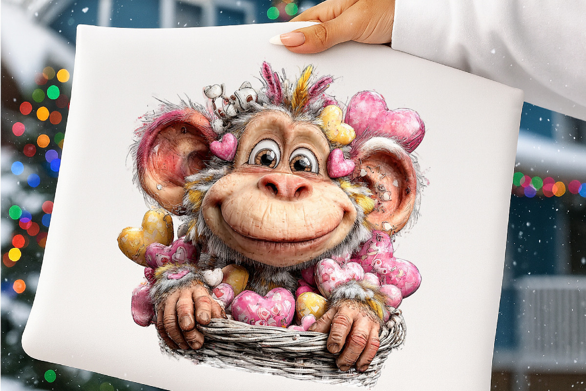 Valentines Day Monkey Sublimation, an Illustration by SinaCreation (Photo 7 of 11)