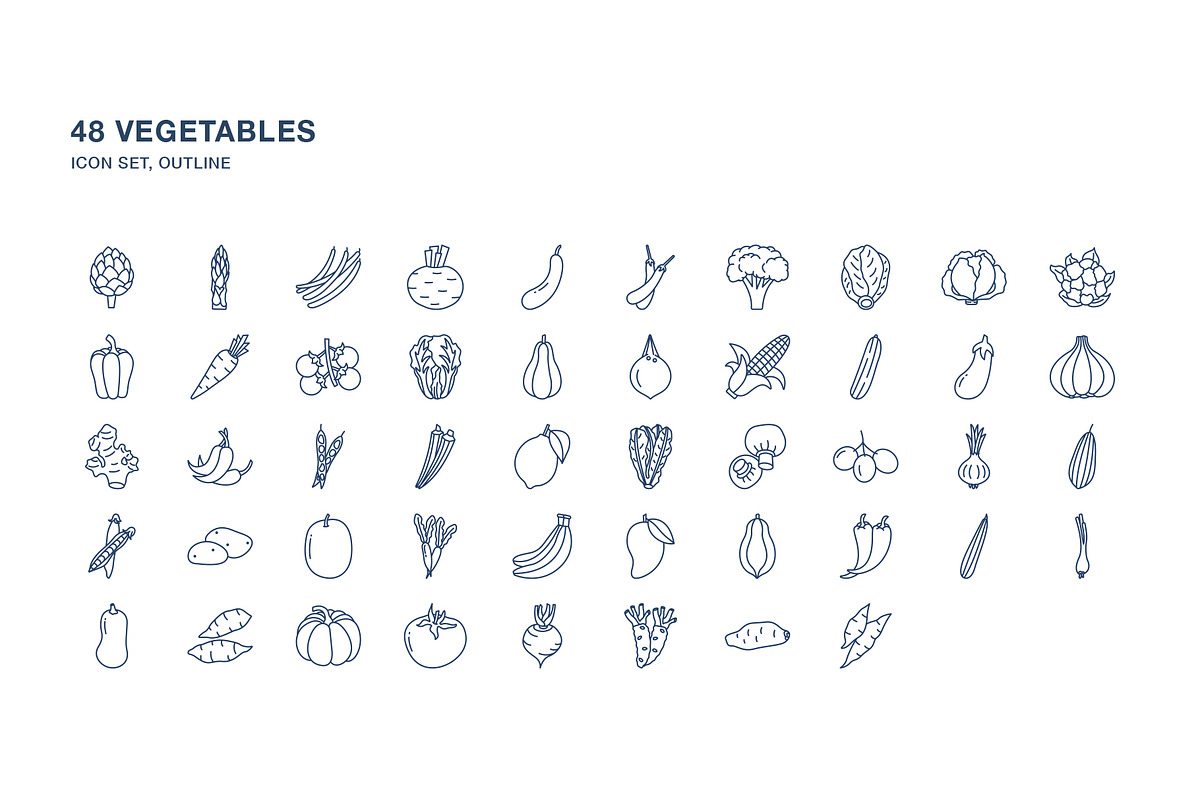 Vegetables icon set, an Icon by Icongeek26 (Photo 3 of 6)