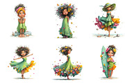 Whimsical Summer Girl Clipart, an Illustration by Dream Creation (Thumbnail 5 of 7)