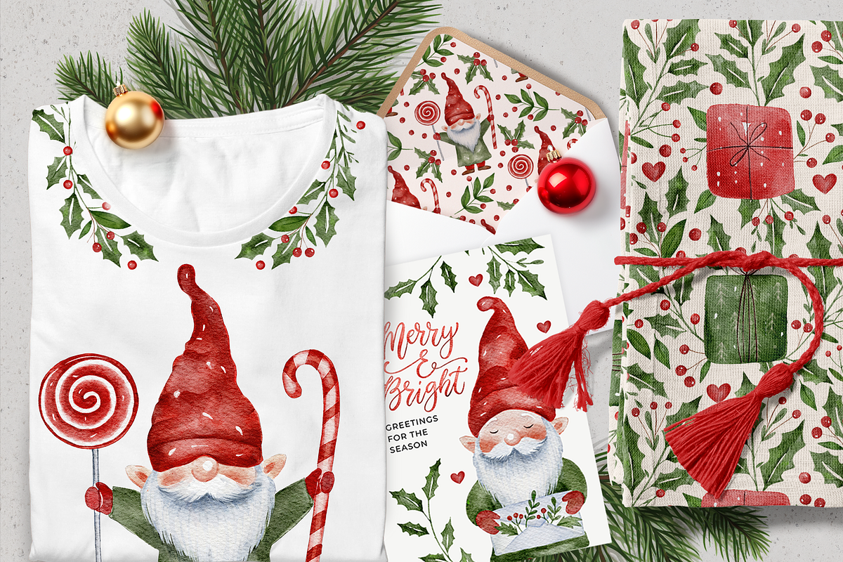 Watercolor Christmas Gnome Bundle, a Seasonal Illustration by Red Ink (Photo 10 of 10)