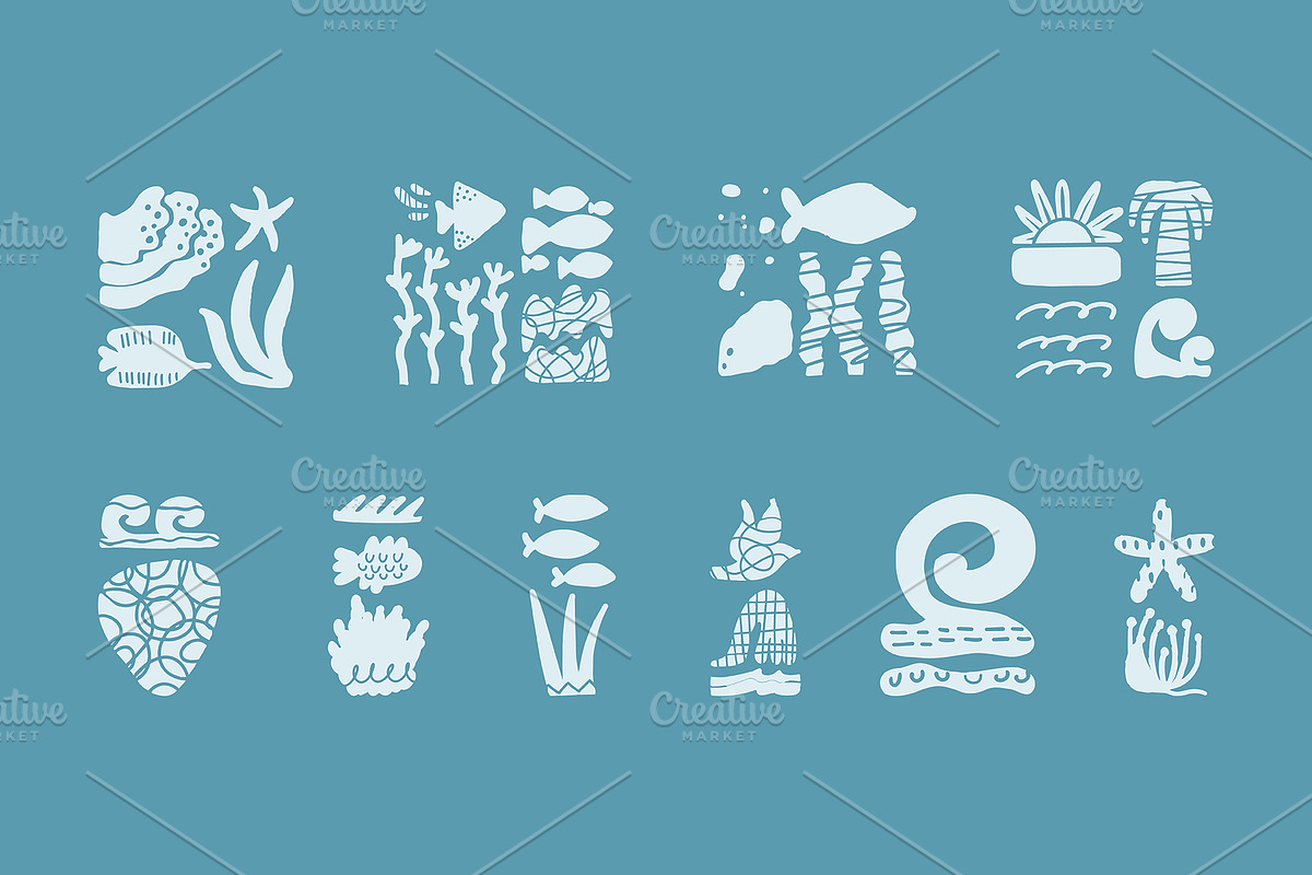 200+ OCEAN CLIPARTS - HAND DRAWN, a Seasonal Illustration by JuDesign (Photo 14 of 23)