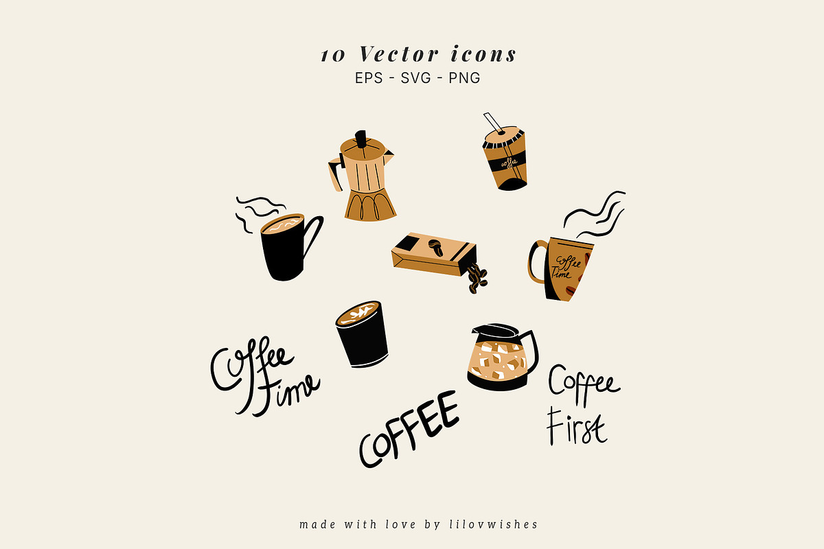 Mini Coffee Vector Icon Pack, an Object Graphic by lilovwishes (Photo 2 of 4)