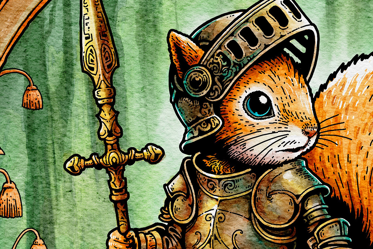 Watercolor Fantasy Creature, Squirel, an Animal Illustration by NStudio (Photo 3 of 9)