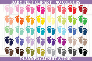 Baby Feet Icon Clipart - 40 Colors