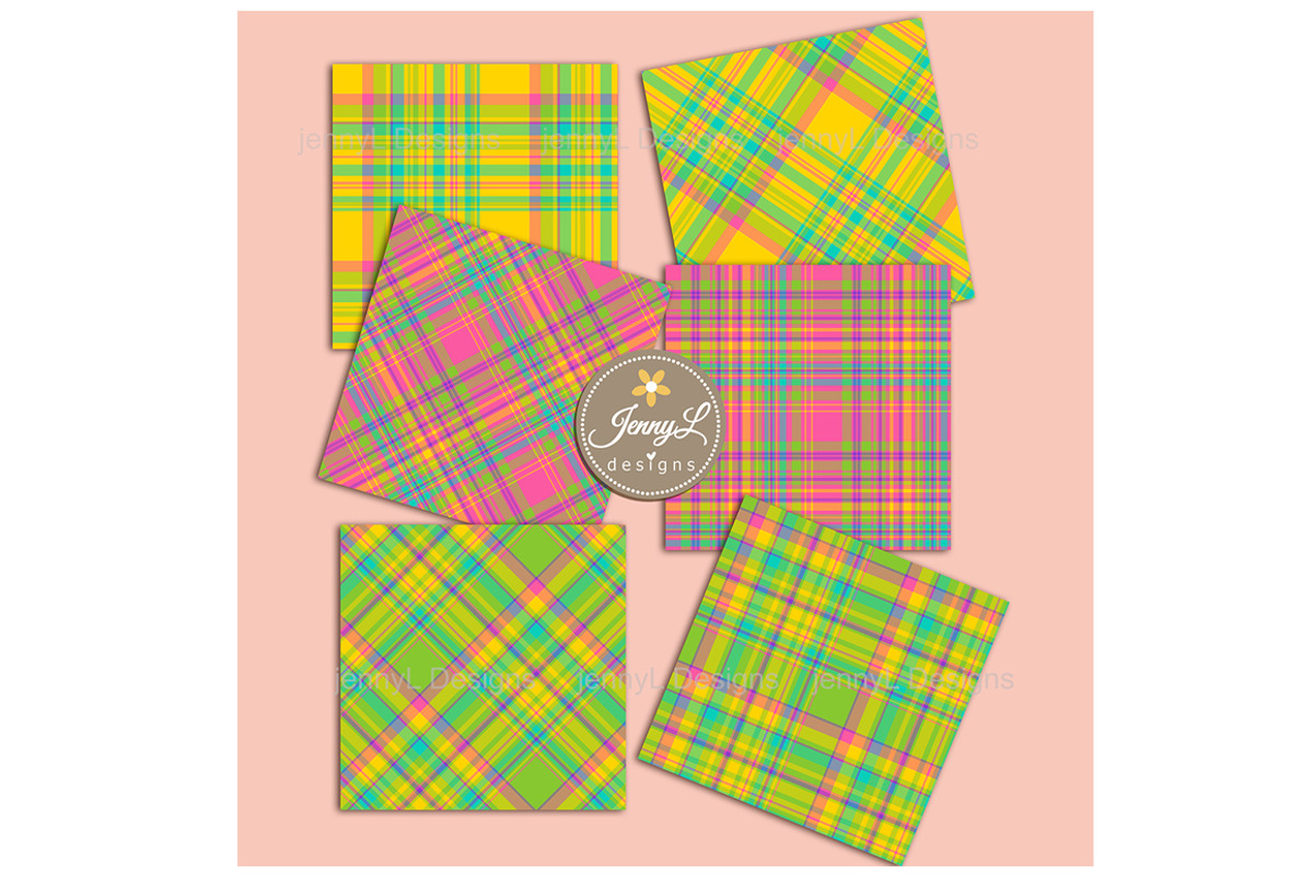 Colorful Bright Plaids Digital Paper, a Background Graphic by JennyL Designs (Photo 2 of 7)