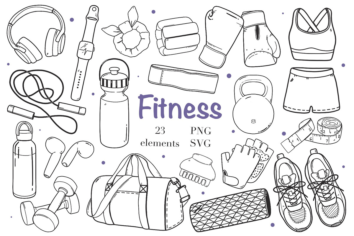 Fitness Equipment Clipart SVG PNG, an Object Graphic by ArtGiftsStudio (Photo 1 of 3)