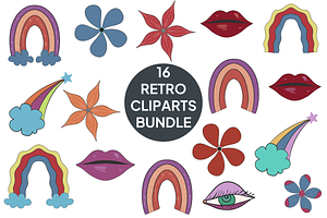 16 Retro Clipart PNG Sublimation