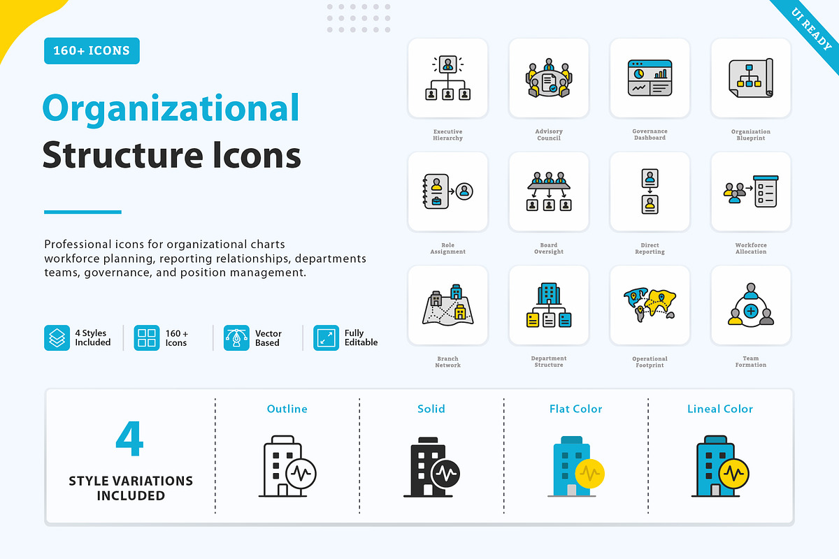 Organizational Structure Icons, an Outline Icon by vexper (Photo 1 of 7)