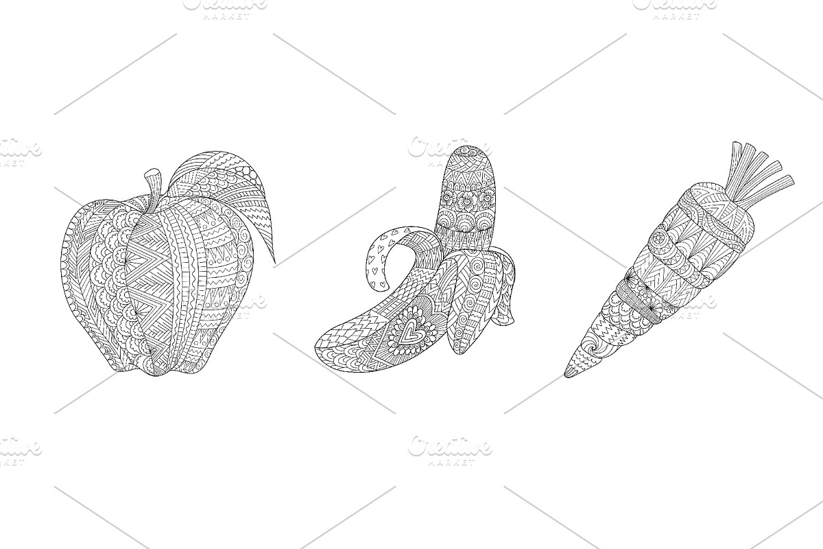 15 Fruits &Vegetables coloring pages, a Decorative Illustration by Somjai King (Photo 2 of 6)