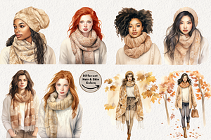 Watercolor Neutral Autumn Clipart