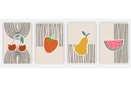 Abstract posters with fruits., a Decorative Illustration by Vector graphics