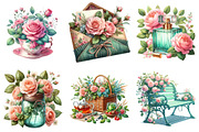 Mint and Pink Rose Garden Png, an Illustration by cherrydesign (Thumbnail 3 of 3)