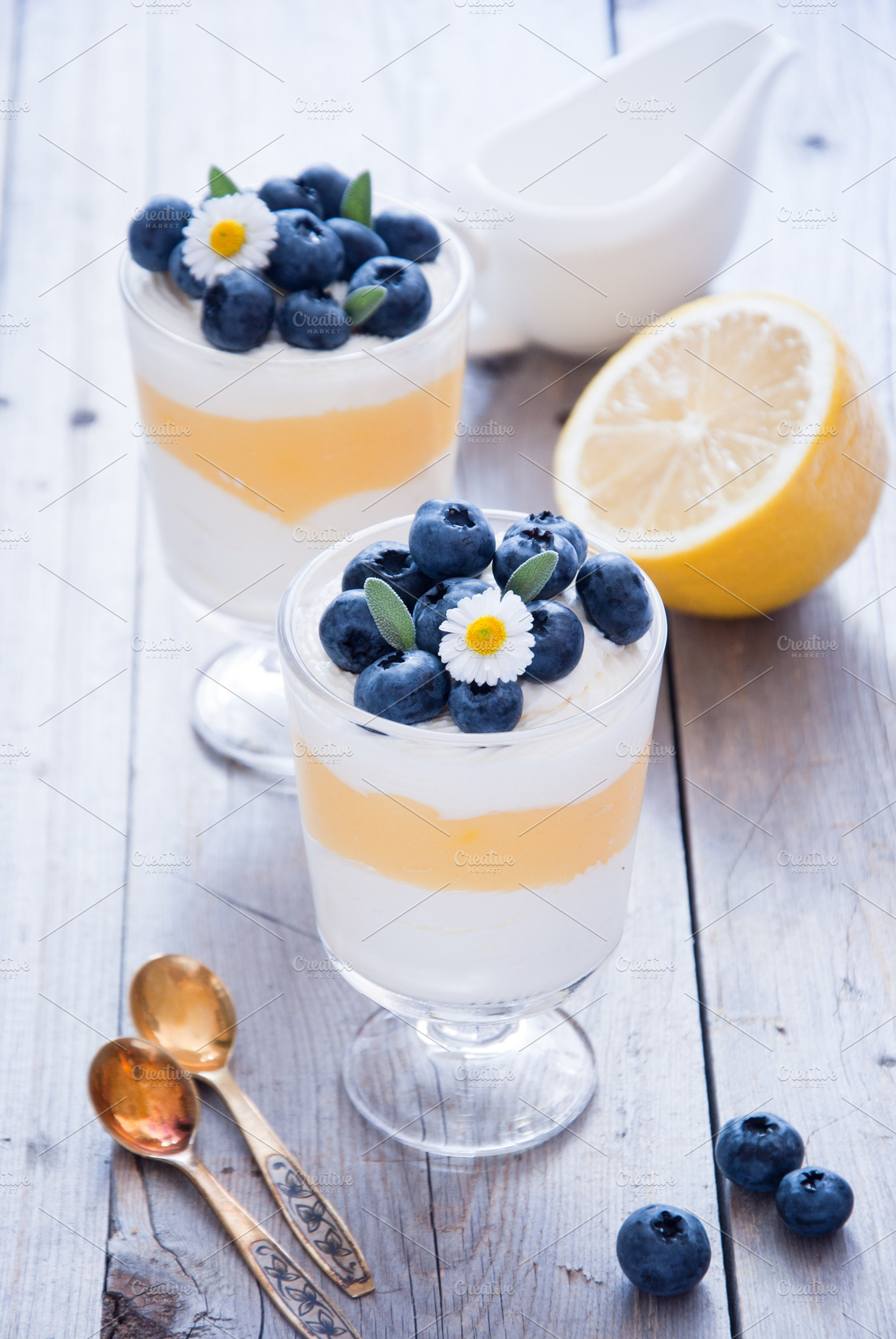 Lemon Blueberry Dessert Containing Berry Fruit And Blue