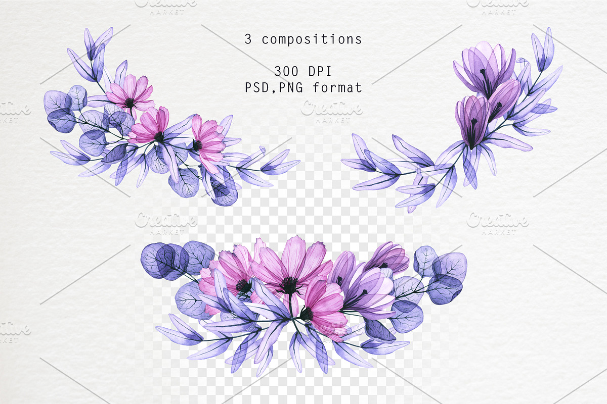 Transparent flora. Watercolor set, a Decorative Illustration by Ola_Vola (Photo 5 of 10)