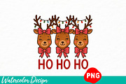 Ho Ho Ho Deer PNG, an Illustration by Watercolor design (Thumbnail 1 of 3)