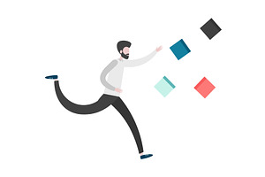 Busy employee rushing vector icon, an Illustration by Sky Pics Studio