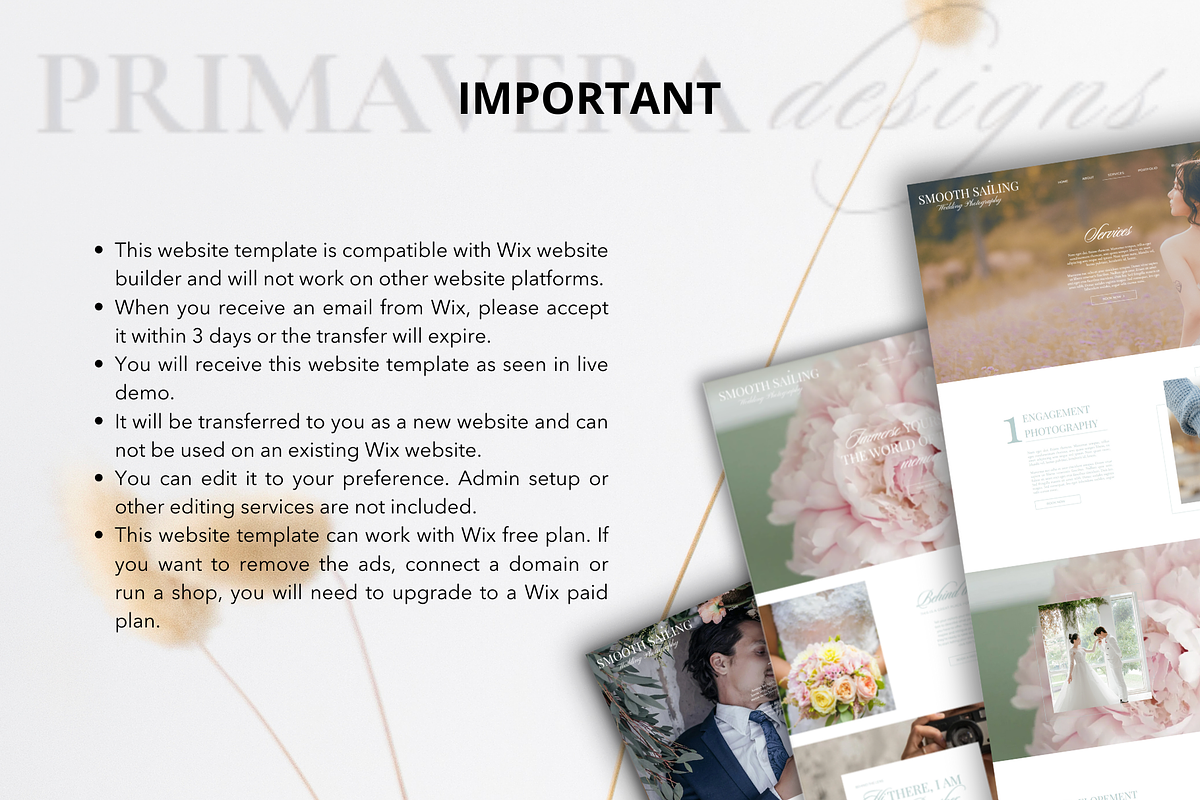 Wix Photography Website Template, a Wix Template by Primavera Studio Design (Photo 8 of 8)