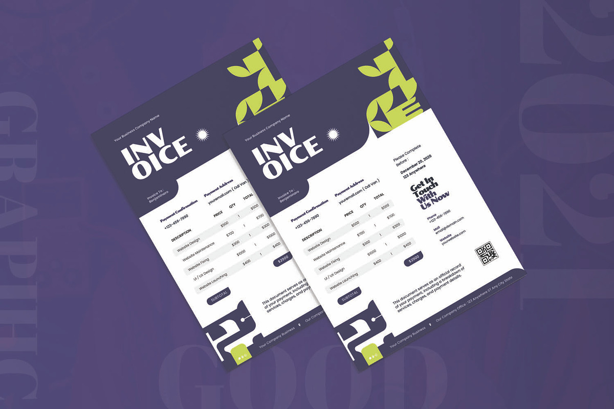 Purple Shape Of Thing - Invoice, a Stationery Template by AQR Studio (Photo 2 of 2)
