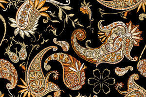 Embroidery Paisley Seamless Pattern