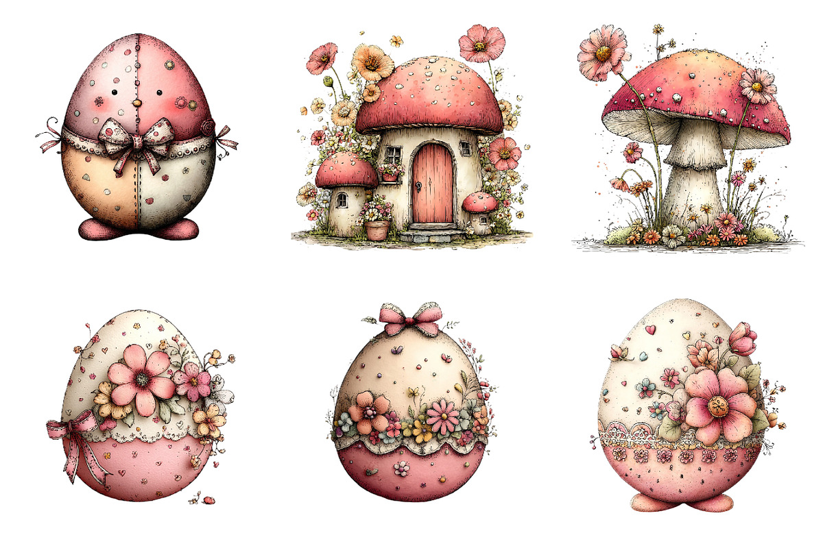 Whimsical easter clipart set, an Illustration by SinaCreation (Photo 3 of 10)