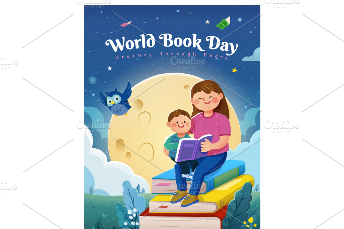 Serene World Book Day Poster, an Education Illustration by TotallypicRF