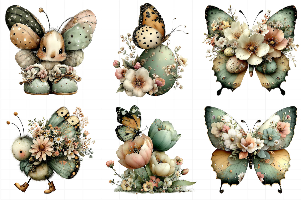 Whimsical Easter Butterfly Clipart, an Illustration by Daily.Designs (Photo 5 of 8)