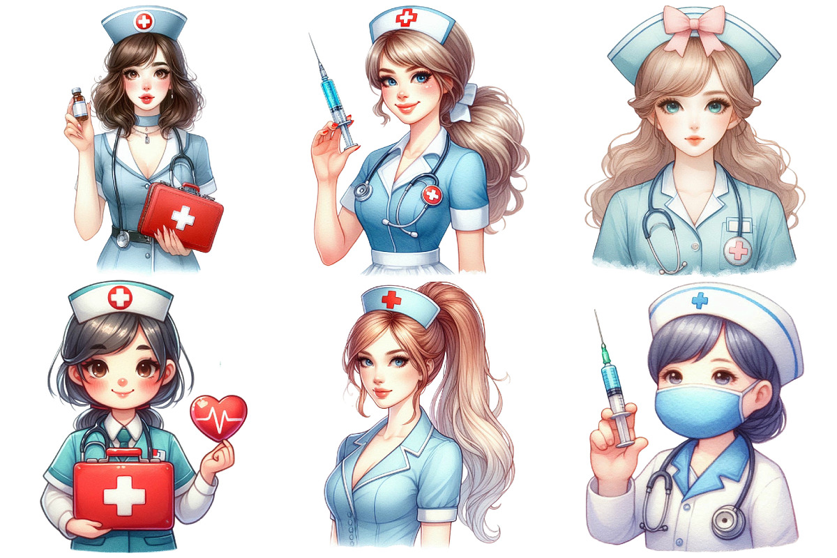Cute Coquette Nurse Clipart, an Illustration by Pixels.Craft (Photo 2 of 7)