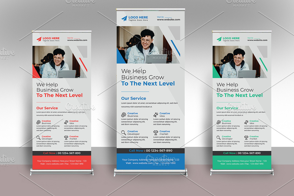 business rollup with 3 color, a Stationery Template by creative-som (Photo 1 of 4)