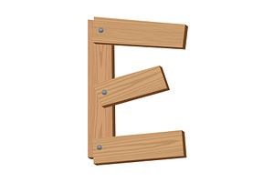 Wooden alphabet font, symbol E, an Object Illustration by the8monkey