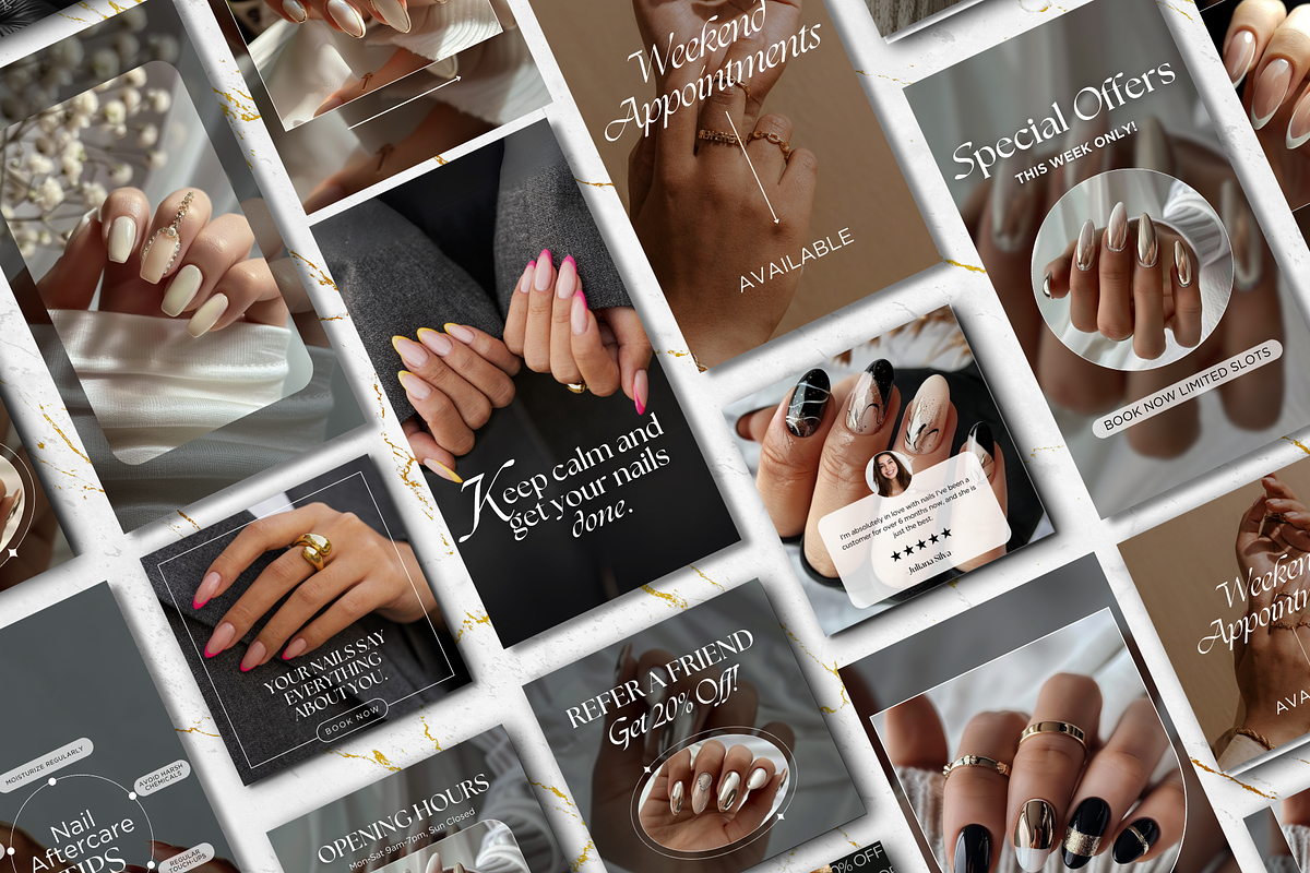 Nail Tech Instagram Templates Canva, a Social Media Template by DesignsbyMariaStudio (Photo 1 of 9)