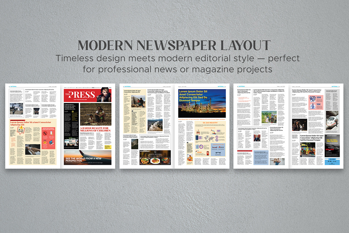 Newspaper Editorial Template-Modern News Layout preview 2