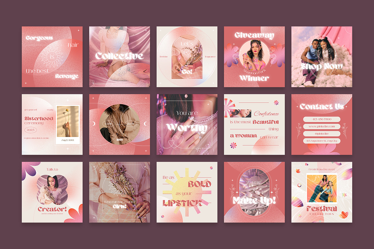 Pink Vibe Instagram Kit | Canva preview 4
