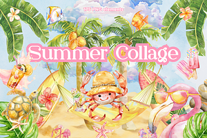 Watercolor Summer Collage