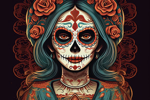 Traditional Catrina with Rose Crown, an Abstract Photo by Natalia Klenova's Shop