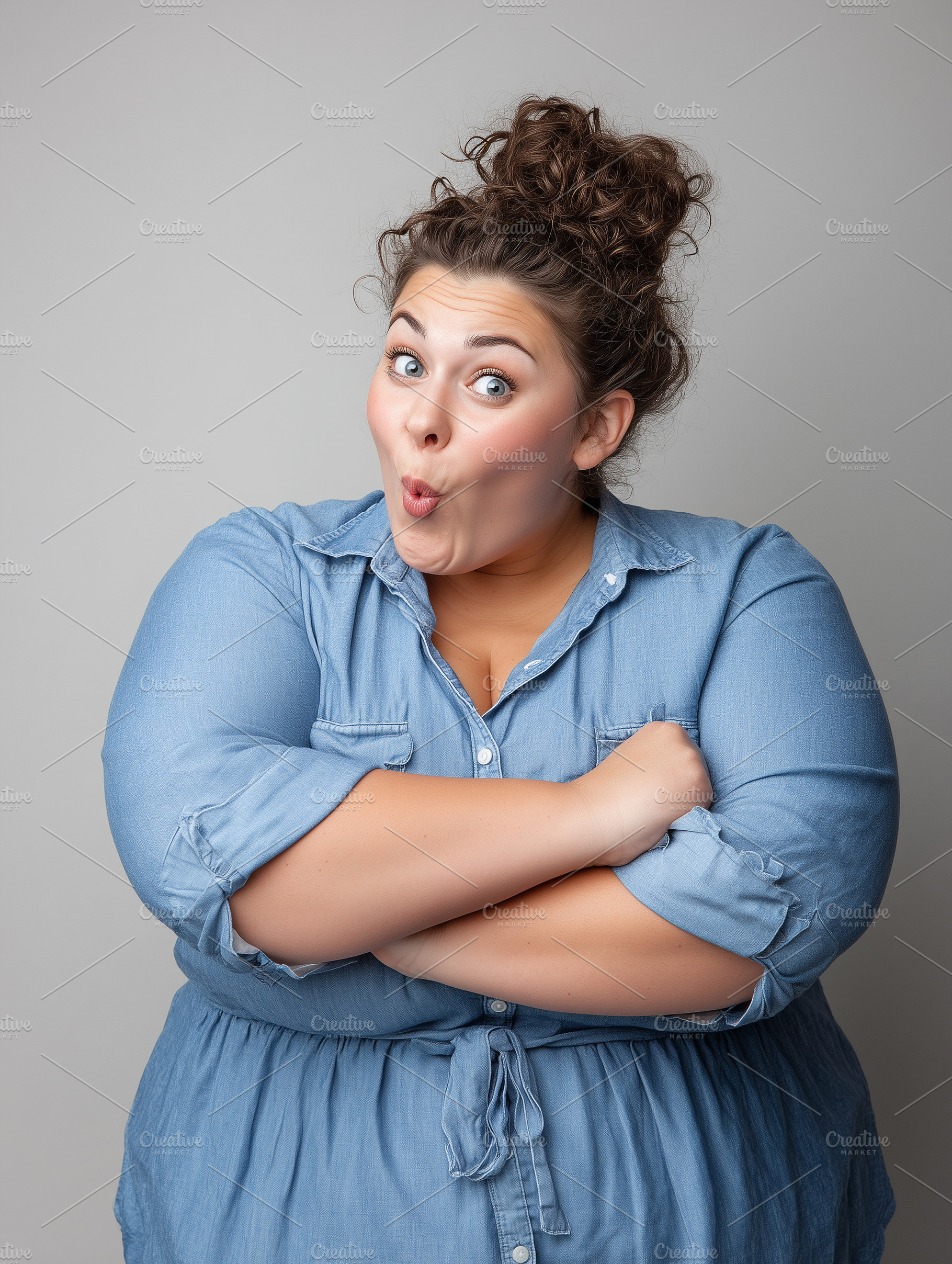 Funny surprised plus size woman with, a Person Photo by MistyDay