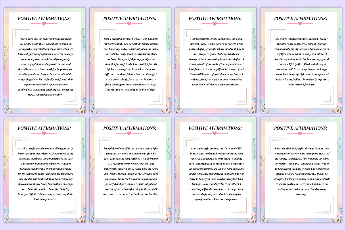 1000 Positive Affirmations For Women, a Stationery Template by Mustafiz (Photo 7 of 8)