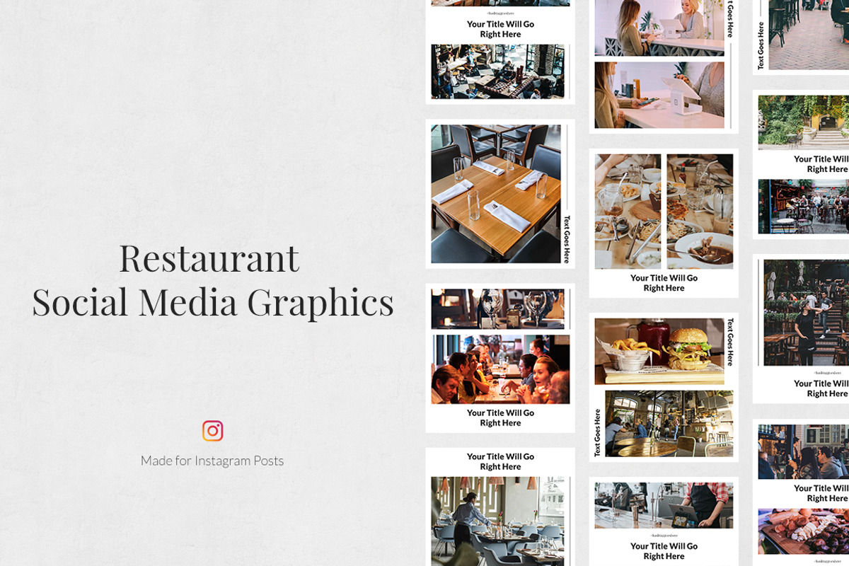 Restaurant Instagram Posts, a Social Media Template by Social Corner Graphics (Photo 1 of 8)