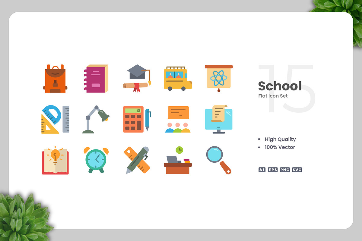 School Flat Icons, an Icon by Upnowgraphic