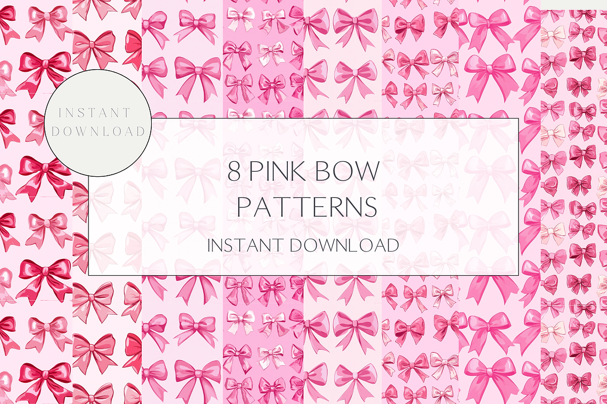 8 Pink Bow Pattern, a Pattern Graphic by Sian Elizabeth Designs (Photo 1 of 6)
