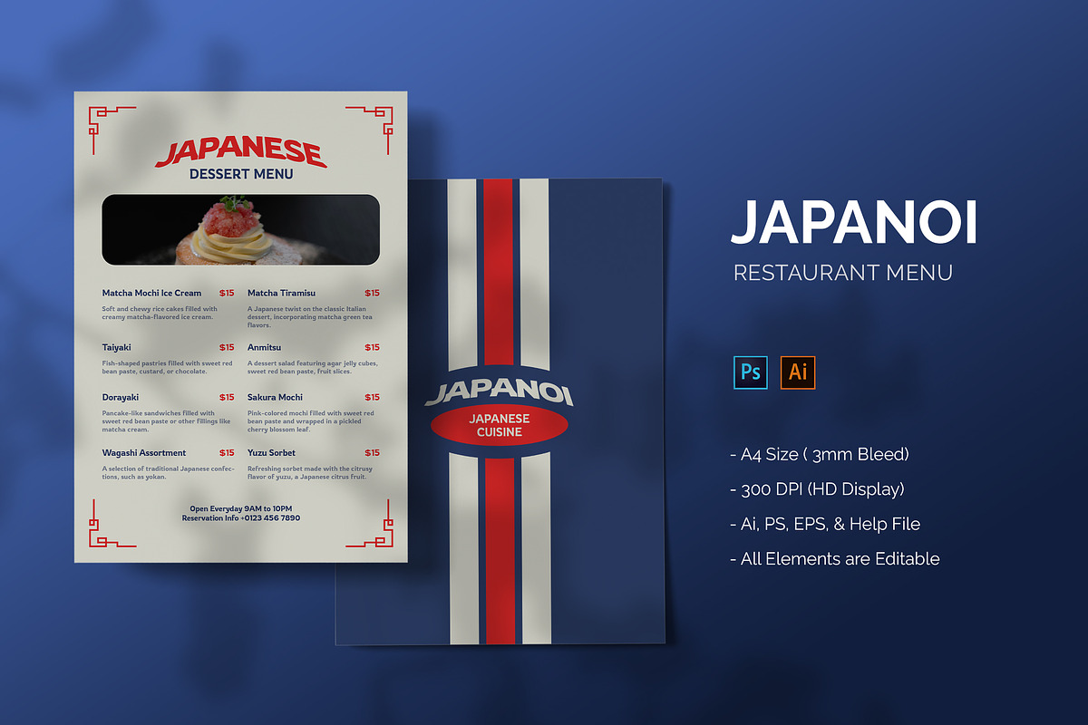 Japanoi - Restaurant Menu, a Print Template by StreaksideStd (Photo 1 of 2)