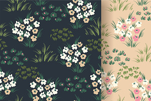 Flower Meadow. 8 Seamless Patterns