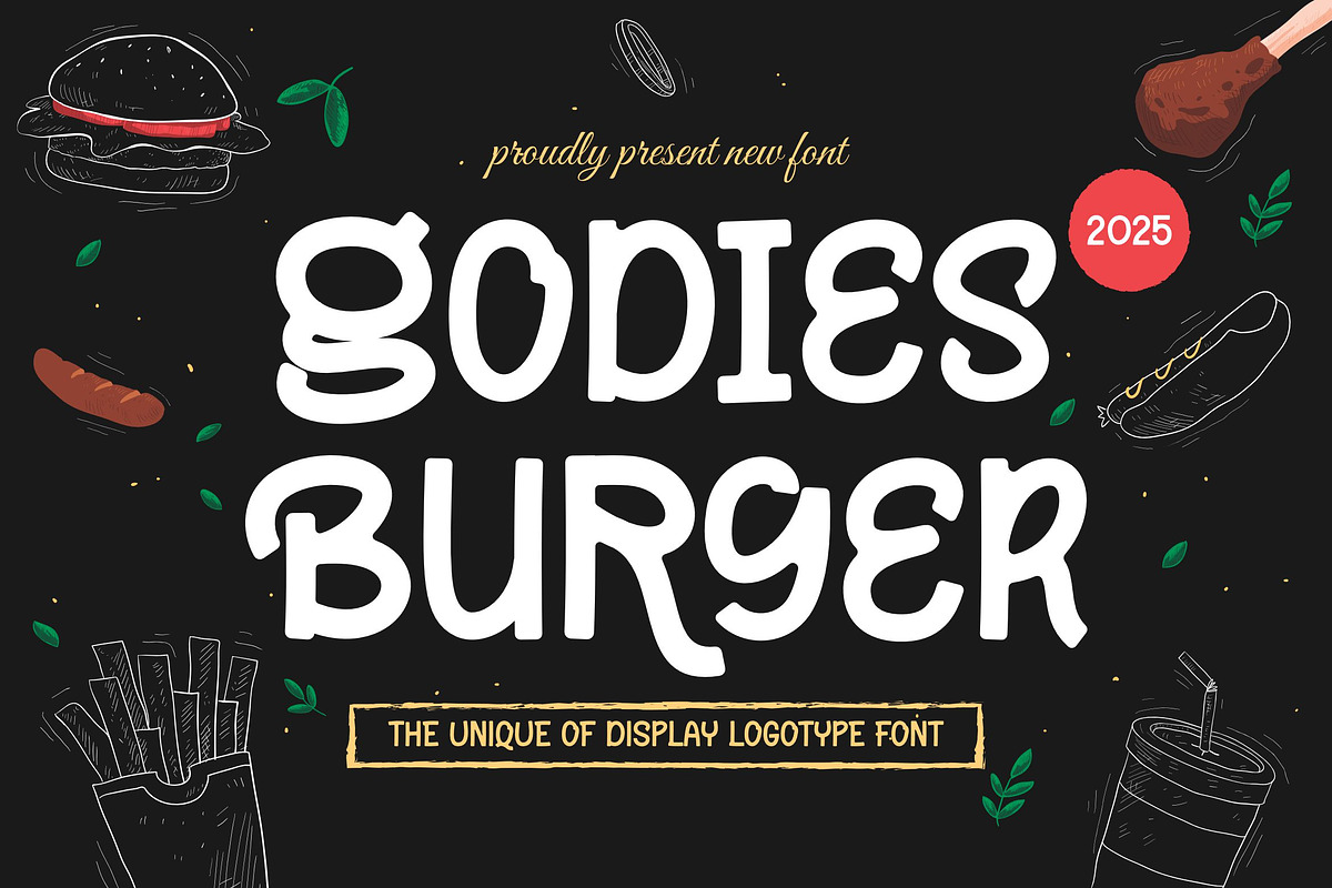Godies Burger || Modern Display Type, a Sans Serif Font by Ermedia Studio (Photo 1 of 10)