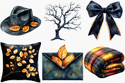 Watercolor Black Autumn Clipart, an Illustration by Canvas Craft (Thumbnail 2 of 7)