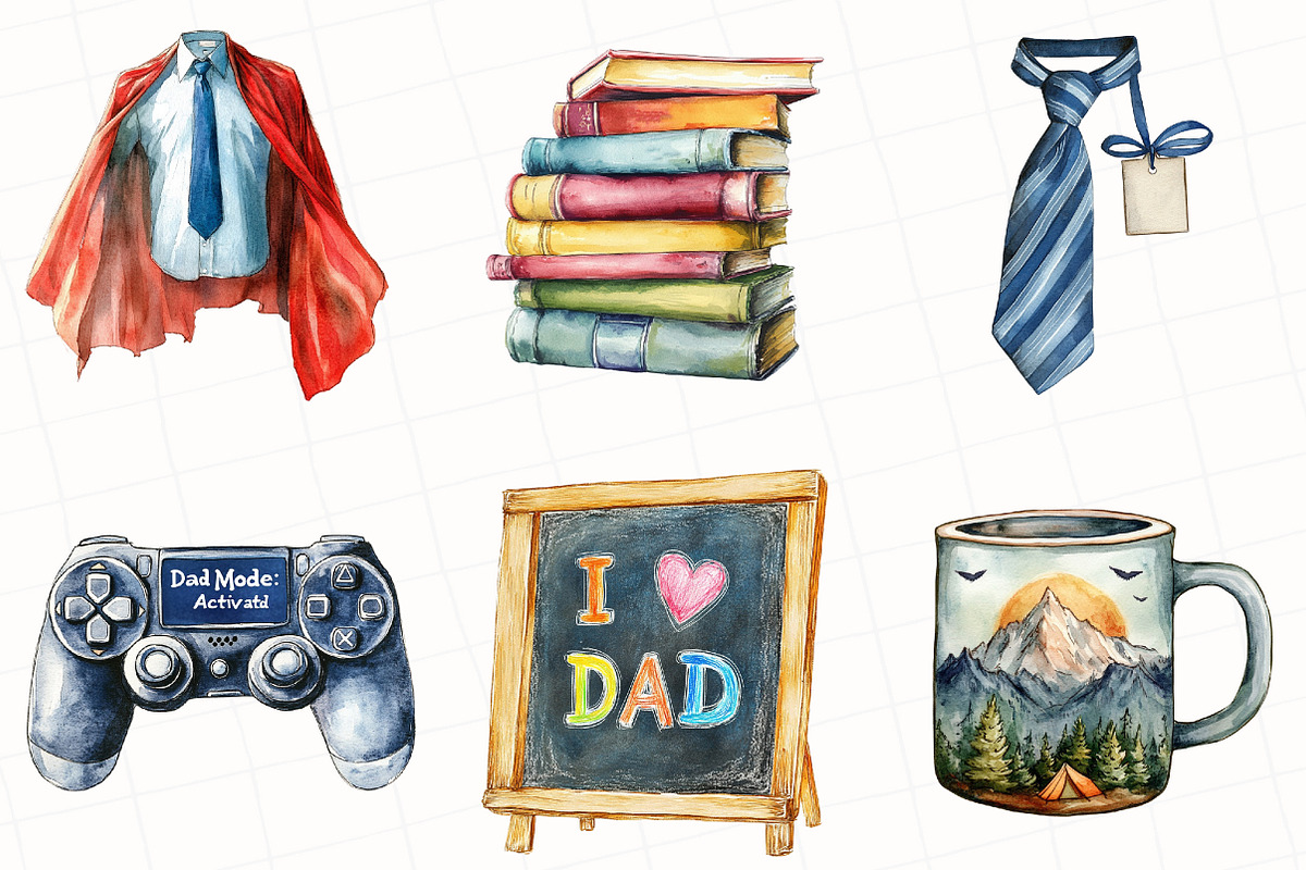 Watercolor Father's Day Clipart, an Illustration by OK Design (Photo 5 of 5)