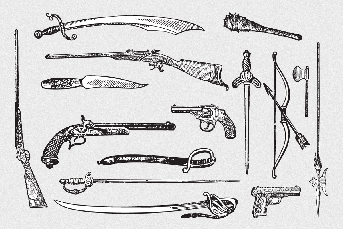 Weapons Vector Pack, an Illustration by blacksheepsupply (Photo 1 of 2)