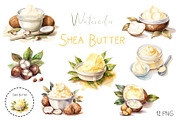 Watercolor Shea nuts plant, berry, an Object Graphic by KomtsyanTatyanaArt (Thumbnail 1 of 3)